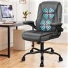 ALFORDSON Sedia Ufficio Ergonomica con Massaggio, Sedia Scrivania Poltrona Girevole ad Altezza Regolabile per Ufficio e Studio Sala Riunioni, Supporto Lombare, Portante di 150 kg, Similpelle(Grigia)