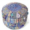 Eyes of India - Pouf rotondo con ricami colorati, per sedia, in stile bohémien, stile indiano, realizzato a mano, colore: blu, 43 x 30 cm