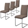 ML DESIGN modern living ML-Design Set di 4 Sedie a Sbalzo per Sala da Pranzo Imbottite in Pelle Finta Marrone con Telaio in Metallo Argento con Schienale Alto da Cucina Salotto Soggiorno Design Moderno ed Ergonomico