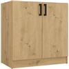 BDW Mobile base da cucina Katia D-80, 80 x 45,5 x 82 cm, rovere Artisan, 2 ante con ripiano, mobile base per lavello, mobile da cucina