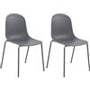 CLP Set di 2 Sedie Hardin, impilabili e resistenti alle intemperie, ideale per balcone, terrazza e sala da pranzo, Colore:grigio scuro