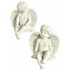 Loberon Starlight Coppia di angioletti Decorativi - Design Dettagliato - Stupendi angioletti in poliresina, Bianco Antico