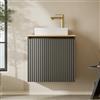 Planetmöbel Set mobili da bagno Lavabo con mobile sottolavabo | 56 x 55 x 30 cm antracite, con rubinetteria lavabo e set di scarico lavabo oro spazzolato per lavandino, bagno ospiti e bagno