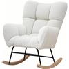 TIANJZSUN Sedia a dondolo con braccioli, comoda poltrona imbottita per soggiorno, camera da letto, dormitorio, stile nordico (bianco)