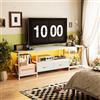 Chleby Mobile TV con illuminazione RGB LED, Tavolino Porta TV per Fino a 80 Pollici, Mobiletto TV Soggiorno con con 2 AC & 2 USB Socket, 2 Cassetti e 3 Scomparti Aperti, 180x40x58 cm, Bianca