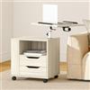 AuraCraft Comodini con altezza regolabile, comodino con ruote, comodino con cassetti e ripiani aperti, tavolino mobile con ruote per camera da letto, soggiorno