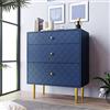 Merax Cassettiera con 3 cassetti, cassettiera per camera da letto, soggiorno, ufficio, credenza con molto spazio, certificato FSC, blu navy, 75 x 40 x 89 cm