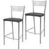 t m c s Tommychairs - Set 2 sgabelli alti modello Elena per cucina e bar, struttura in acciaio verniciata colore alluminio e seduta imbottita e rivestita in pelle artificiale colore grigio scuro