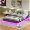 HOOBRO Letto Matrimoniale 140 x 200 cm con Stazione di Ricarica e Striscia LED, 2 Prese e 2 Porte USB, Struttura Letto Matrimoniale, Rete Matrimoniale 140 x 200 cm, Grigio Scuro EGYZ012CDBF01