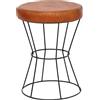 FineBuy Sgabello 35x48x35cm Vera Pelle/Metallo Poggiapiedi Imbottito | Sedia Decorativo Moderno | Sgabello Rotondo