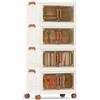 COSTWAY Set 4 Scatole Plastica Impilabili con Coperchio(62,5x34,5x130,5 cm) | Contenitori Pieghevoli con Ruote, per Organizzatore di Armadio con Porte a Apertura Frontale, Multiuso
