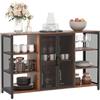 HOMCOM Buffet da cucina industriale con 6 ripiani Marrone rustico | Buffet sideboard, ripiano regolabile, portabicchieri da vino, per bar/sala da pranzo, 120x40x76 cm