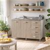 Linea Azzurra Sottolavello 120 Solo Mobile Cucina con 4 Cassetti e 2 Ante in Legno Made in Italy H85xL120xP50 cm Facile da Montare (Vasca a Sinistra, Olmo)
