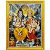 Koshtak Cornice portafoto Shiv Parivar Shiv Parvati Ganesh Kartikeya & Shivling con laminazione lucida su poster con cornice dorata per sala Puja/tempio/da appendere alla parete/regalo/decorazione