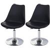 Mendler Set 2X sedie girevoli Moderno Elegante Malmoe T501 Acciaio Cromato Ecopelle Nero