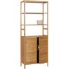 Mendler Arredo bagno bambu a listelle serie HWC-B18 mobile alto 4 ripiani 2 ante 168x64x33cm