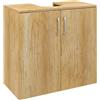 HOMCOM Mobile Bagno Sottolavabo Moderno, Armadietto Sospeso a 2 Ante con 2 Ripiani e Intaglio a U in Legno, per Lavabi con o senza Colonna, Colore Naturale