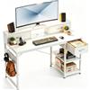 Devoko Scrivania Con Cassetti E Ripiano Reversibile, Scrivania Per Computer Con Contenitore, Supporto Per Monitor, Foro Per Cavi, 2 Ripiani Regolabili E Cassetto Inferiore, 120 X 50 Cm, Bianco