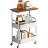 Generic Carrello portaoggetti con piano da tavolo, carrello in metallo a 3 livelli con cestino in rete e ruote bloccabili per cucina, bagno, soggiorno organizzazione