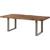 MASSIVMOEBEL24.DE FREEFORM 5 tavolo da pranzo in legno di sheesham - verniciato natur/gambe in ferro U argento matt 240x100