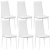 HOMCOM Set di 6 Sedie Sala da Pranzo in Finta Pelle, Sedie Cucina con Schienale Alto con Cuciture a Diamante e Gambe in Acciaio, Sedia Moderne per Cucina, Camera da Letto, Ufficio e Soggiorno, Bianco