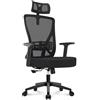Durrafy Sedia da Ufficio Ergonomica, Poggiatesta & Supporto Lombare Regolabili, Rete Traspirante, 120° Inclinazione（Non bloccabile）, 360° Girevole, 150kg Carico. (nero)
