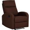 Totò Piccinni Poltrona Relax Reclinabile EUREKA, Manuale con Maniglia Laterale, Struttura in Legno, Imbottita ed Ergonomica, Ideale per Anziani e Soggiorno (Tessuto Marrone)