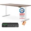 Ergotopia Desktopia Pro X Scrivania Elettrica con Altezza Regolabile con Garanzia di 7 Anni, Scrivania Ergonomica con 9 Posizioni Memorizzate (Piano: Noce, Struttura: Bianco, 160 x 80 cm)