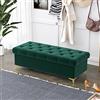 ASHILD Lussuosa Panca Ottomana Con Contenitore, Moderna per Camera da Letto Soggiorno, Imbottita in Velluto all'Estremità del Letto - Verde 120