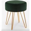 Leone Living - Pouf poggiapiedi in velluto - Rotondo - Elegante - Sgabello imbottito - Gambe dorate - verde bosco - Pronta consegna