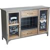 milani home MilaniHome.it - Madia Industrial in Metallo e Legno cm 124x39,5x80 HDI coloreMarrone