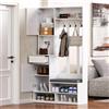 VIVCA Set completo appendiabiti da corridoio con panchina, 4 ganci, ante e cassetti, bianco, dimensioni compatte 100 x 180 x 35 cm (larghezza x altezza x profondità).
