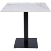Liberoshopping Tavolo da bar, pub ristoranti quadrato 80x80 cm con piano per esterno in pietra sintetizzata base nera H75 (Marmo Bianco/Grigio)