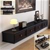 XDXINY Mobile TV galleggiante con cassetti, con gestione dei cavi, console multimediale TV, grande mobile TV in legno massello, panca TV sotto TV (senza assemblaggio) (nero, 180 x 20 x 24 cm)