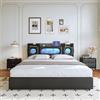 Yeutre Letto baule 160 x 200 con LED e USB, letto matrimoniale con contenitore e testiera imbottita, telaio letto matrimoniale con doghe per adulti e adolescenti, senza materasso (nero 7, 160 x 200 cm)