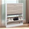 CASABEL Scarpiera Portascarpe 12 Paia - Armadio Mensola Grande Capacità per Ingresso, Corridoio - L60xP24xH80 cm - Porte Legno Chiaro Telaio Bianco