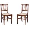 Liberoshopping Sedie Cucina in Legno faggio massello tre fasce Stile Classico LAURA Set da 2 Pezzi (Noce seduta imbottita)