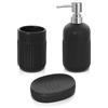 Inbagno Accessori Bagno da appoggio in Set Completo 3 Pezzi, Kit Accessori appoggio con Dispenser, portaspazzolini e Porta saponetta, in Ceramica, Linea Cup