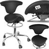 Spacetronik Sgabello a Sella Ergonomico con Schienale Regolabile, Seduta Girevole a 360°, Altezza Regolabile 72-79 cm, Sedia da Lavoro con Base in Metallo e 5 Ruote Silenziose