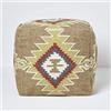 Homescapes - Pouf Kilim realizzato a mano, con imbottitura in fagioli, 43 x 43 cm, in lana e cotone ricamati a mano, motivo geometrico Jaipur