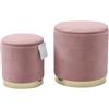 Italia Magazzini Set 2 Pouf Contenitore Rotondi In Velluto Design Elegante Moderno Casa Salotto Sgabello Poggiapiedi Tondo Con Coperchio Rimovibile (Rosa)
