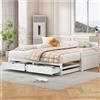 Soweiz Divano letto 90 (180 x 190 cm), multifunzionale due in uno con letto di pino, cassetti e letto estraibile, senza materasso (bianco)