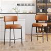 Ckaff Set di 2 Sgabelli da Bar, Sgabelli da Bar Alti in PU Pelle, Sedie da Cucina con Schienale e Poggiapiedi, Seduta alta 63,5cm per Bar, Caffè, Penisola della Cucina, Marrone