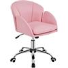 Yaheetech Sedia Ufficio Poltroncina Scrivania Cameretta in Finta Pelle Rosa Imbottita Reclinabile a Donodolo Altezza Regolabile con Ruote Girevole Portata 136 kg Struttura in Metallo Galvanizzato
