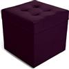 MG Design Pouf contenitore imbottito 45 × 45 cm Viola scuro - capacità ca. 50 L, fino a 300 kg, superficie morbida con leggero riflesso, struttura in legno massiccio, già montato e facile da pulire
