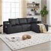 Soweiz Divano modulare con chaise longue e 2 posti, morbido rivestimento in velluto a coste, con 5 cuscini, tasche laterali portabevande, schiuma ad alta densità, combinazione fai-da-te, per soggiorno