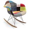 Gicos Sedia poltrona a dondoloin tessuto patchwork gambe in legno 69 * 69 CM HYA-811036