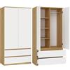 BDW Armadio SS-90, 180 x 90 x 50 cm, moderno armadio | ideale per una camera da letto, corridoio, cameretta dei bambini o ufficio, appendiabiti | (rovere Artisan/bianco)