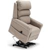REDÒKASA Poltrona relax elettrica New Boston per anziani con funzione letto, 2 motori, 2 o 4 ruote, optional batteria, alzapersona, tessuto idrorepellente (Con Kit Roller System (4 ruote) + Batteria, Fango)