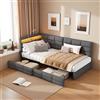 HFASD Divano letto 90x200 cm, letto Giorno con illuminazione a LED e USB, Divano letto Singolo con 2 cassetti, per soggiorno, camera da letto, Lino, Senza Materasso (Grigio, 90x200 cm)